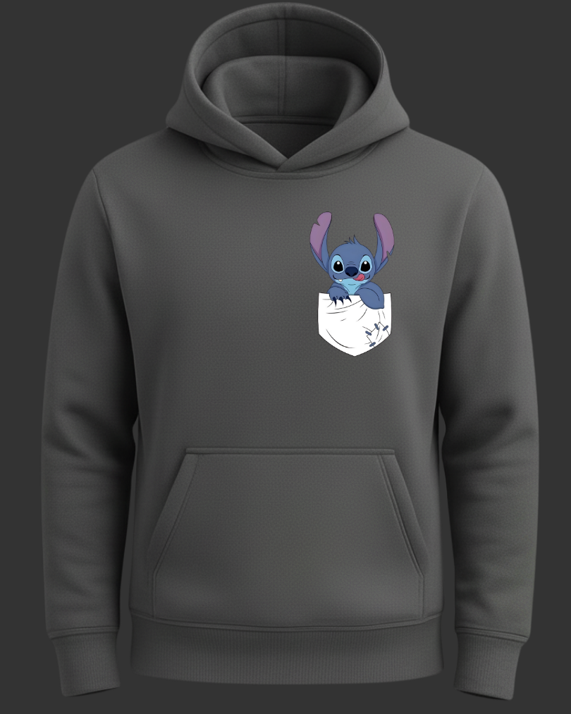 Stitch Cep Tasarım Baskılı Sweatshirt - Görsel 11