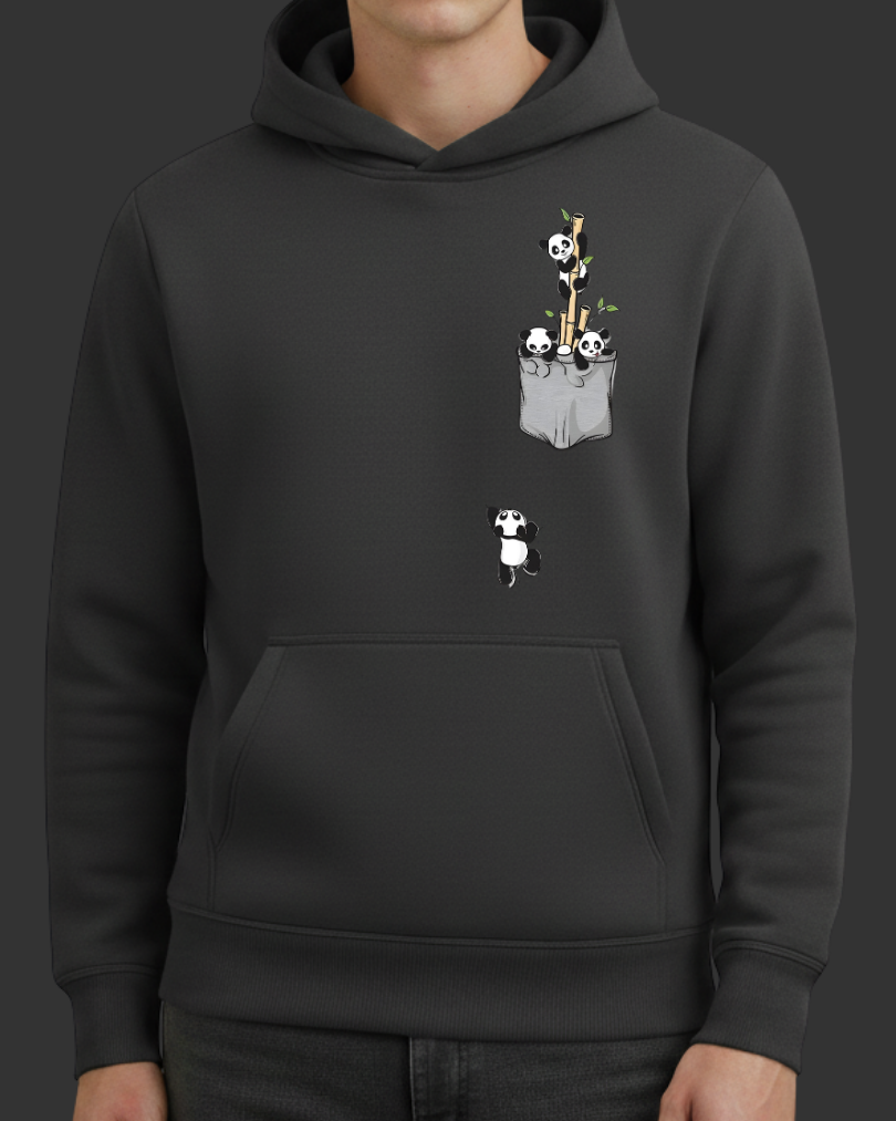 Pandalar Cep Tasarımlı Baskılı Sweatshirt - Görsel 2