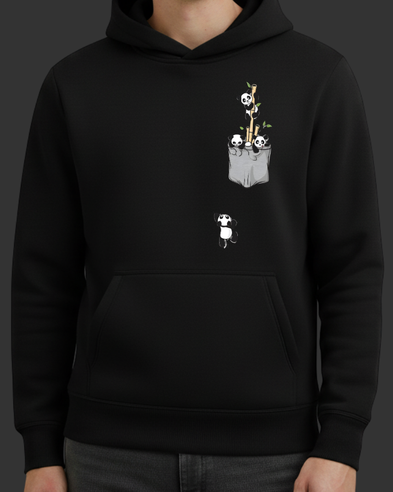 Pandalar Cep Tasarımlı Baskılı Sweatshirt - Görsel 5