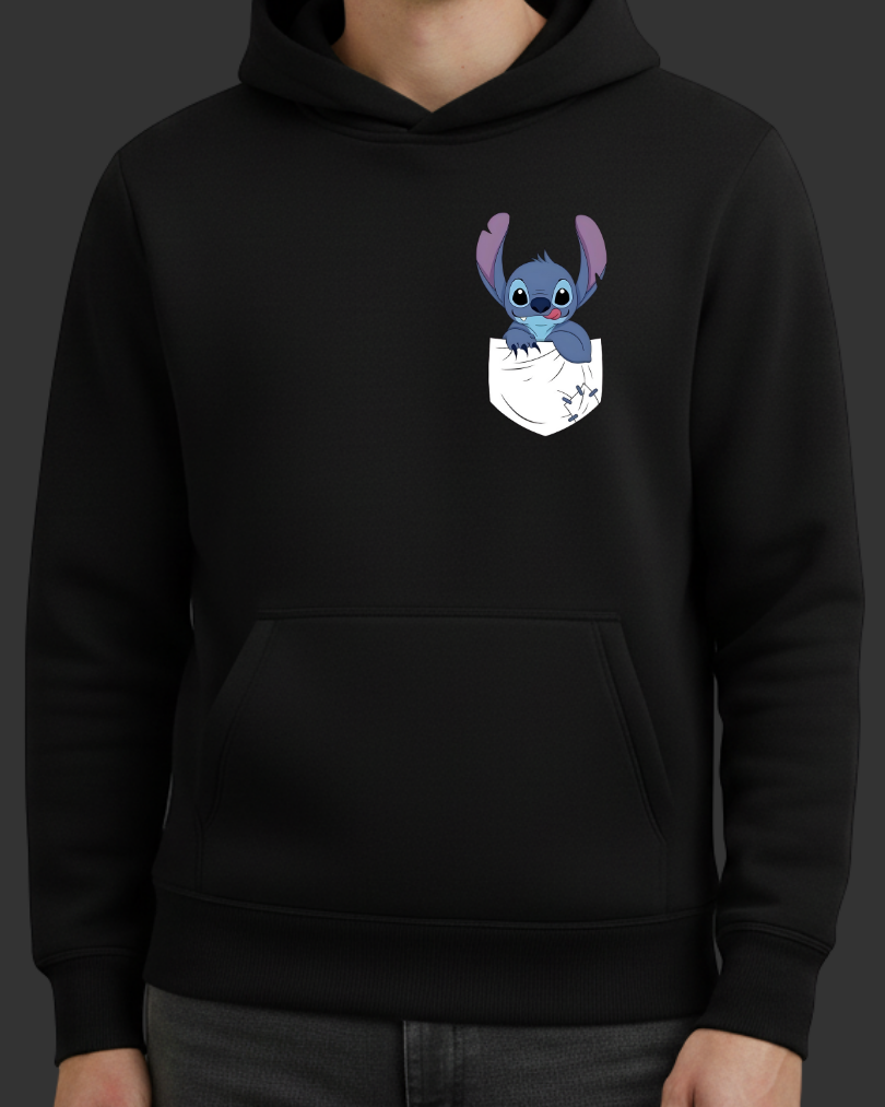 Stitch Cep Tasarım Baskılı Sweatshirt - Görsel 4