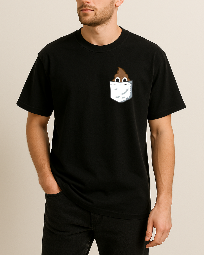 Gülen B*k Emojili Cep Tasarımlı Baskılı T-Shirt - Görsel 5