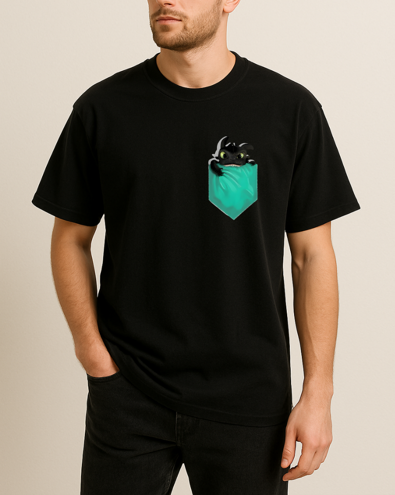 Dişsiz Cep Tasarım Baskılı T-Shirt - Görsel 5