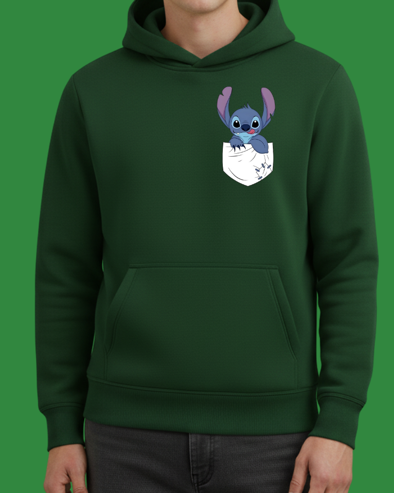 Stitch Cep Tasarım Baskılı Sweatshirt - Görsel 7