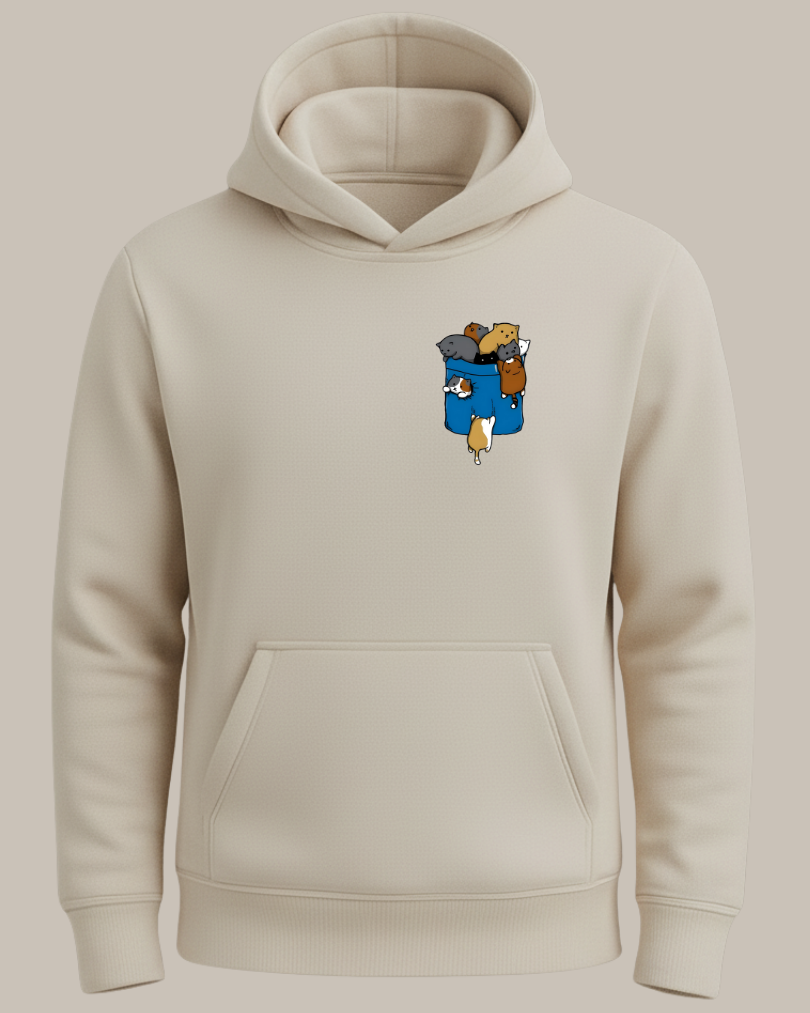 Kediler Cep Tasarımlı Baskılı Sweatshirt - Görsel 2